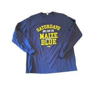 Saturdays Are For The Maize And Blue Long Sleeve Shirt U of M Michigan Large